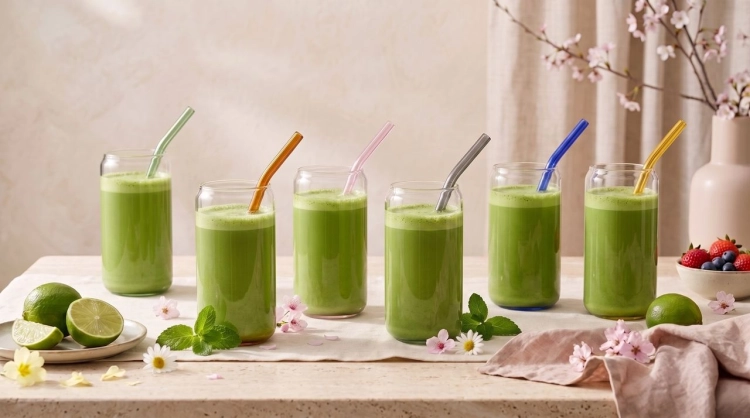 Szklanki typu Can Glass ze słomkami do napojów long drinków Vialli Design VIVO 500ml | Kolorowe DNA | MIX | 12 el.