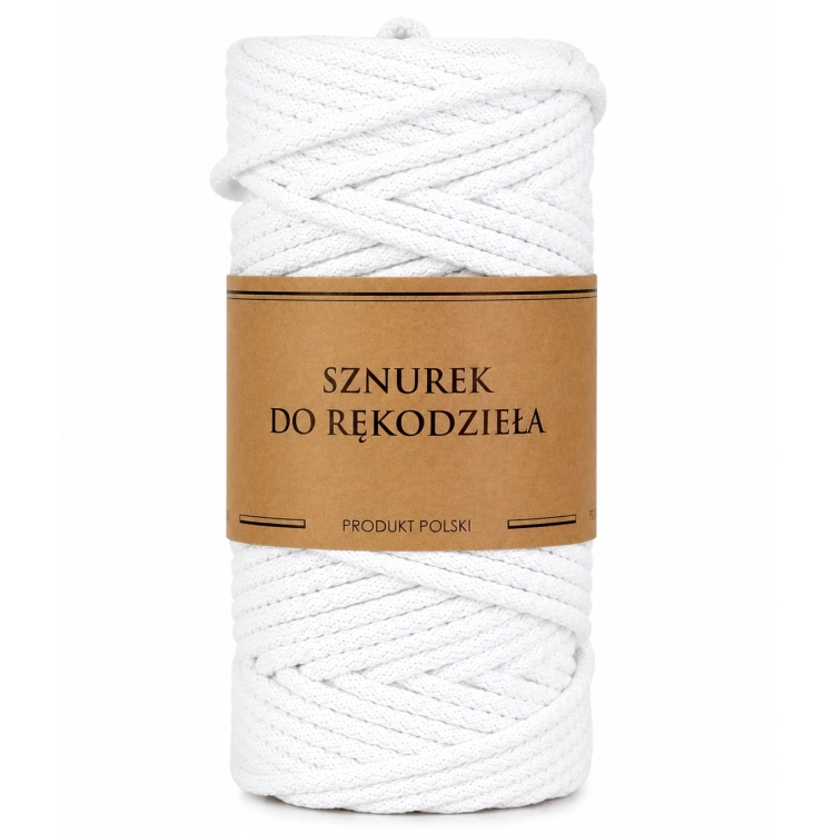 Sztywny sznurek do szycia z rdzeniem Biały 5mm 50m Bawełna