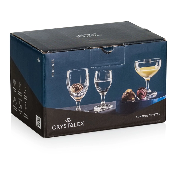Kieliszki kryształowe na stopce do wódki BOHEMIA Crystalex Pralines 50 ml | 6 szt.
