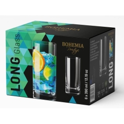 Szklanki wysokie do drinków long drink proste BOHEMIA Prestige LONG 390 ml | 6 szt