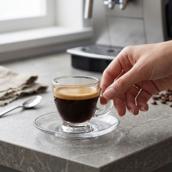 Filiżanki szklane do kawy espresso GLASMARK ROMA 85ml| + SPODKI | 12 el