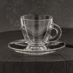 Filiżanki szklane do kawy espresso GLASMARK ROMA 85ml| + SPODKI | 12 el