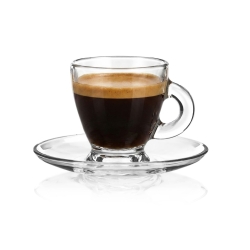 Filiżanki szklane do kawy espresso GLASMARK ROMA 85ml| + SPODKI | 12 el