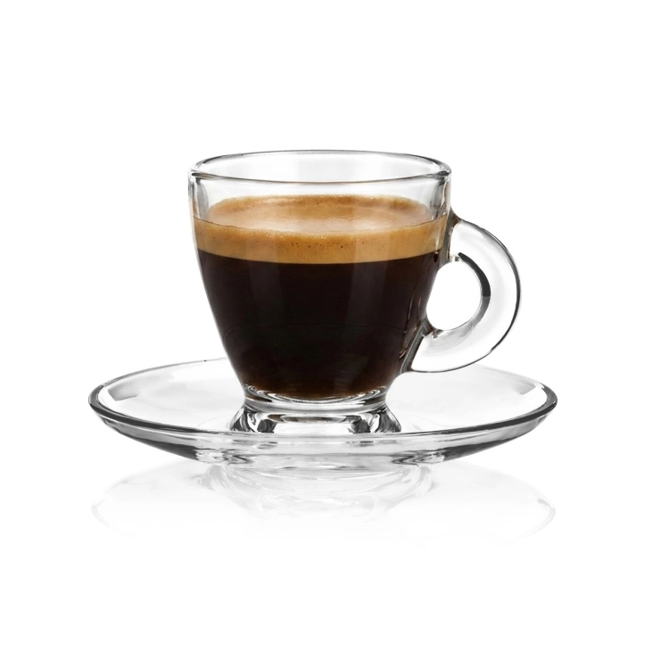 Filiżanki szklane do kawy espresso GLASMARK ROMA 85ml| + SPODKI | 12 el