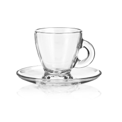 Filiżanki szklane do kawy espresso GLASMARK ROMA 85ml| + SPODKI | 12 el
