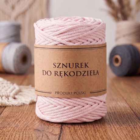 Przejdź do produktu Sznurek do rękodzieła makramy z rdzeniem Pastelowy róż 5mm 100m