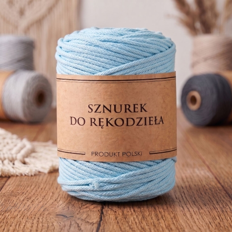 Przejdź do produktu Sznurek do rękodzieła makramy z rdzeniem Błękitny 5mm 100m