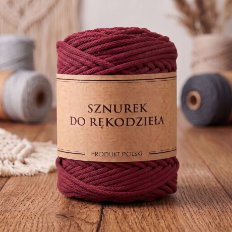 Przejdź do produktu Sznurek do rękodzieła makramy z rdzeniem Bordowy 5mm 100m