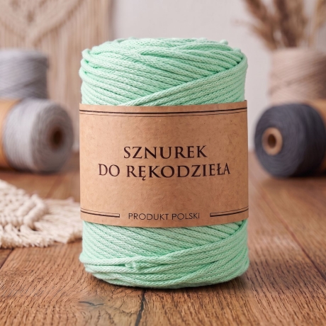 Przejdź do produktu Sznurek do rękodzieła makramy z rdzeniem Miętowy 5mm 100m 