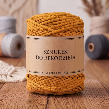 Przejdź do produktu Sznurek do rękodzieła makramy z rdzeniem Musztardowy 5mm 100m 