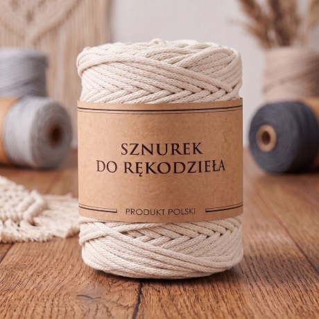 Przejdź do produktu Sznurek do rękodzieła makramy z rdzeniem Naturalny 5mm 100m