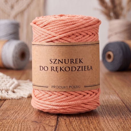 Przejdź do produktu Sznurek do rękodzieła makramy z rdzeniem Łososiowy 5mm 100m