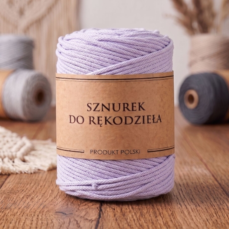 Przejdź do produktu Sznurek do rękodzieła makramy z rdzeniem Lawenda jasna 5mm 100m