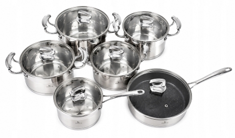 Przejdź do produktu Zestaw garnków ze stali nierdzewnej Bluberg 12 el. BB-2902