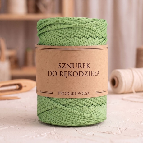 Przejdź do produktu Sznurek POLIESTROWY Płaski do rękodzieła makramy PISTACJOWY 5mm 100m