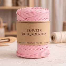Sznurek POLIESTROWY Płaski do rękodzieła makramy PASTELOWY RÓŻ 5mm 100m