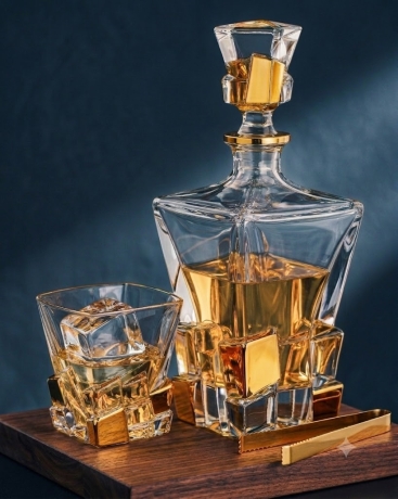 Przejdź do produktu Ekskluzywny komplet do whisky BOHEMIA CRACK GOLD 6+1 w skrzynce z GRAWEREM