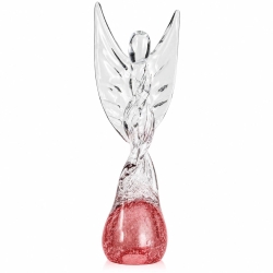 Duża szklana rzeźba Anioł skręcony 43cm - SODA + kolor czerwony