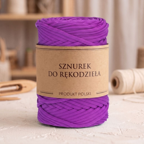 Przejdź do produktu Sznurek POLIESTROWY Płaski do rękodzieła makramy Fioletowy 5mm 100m