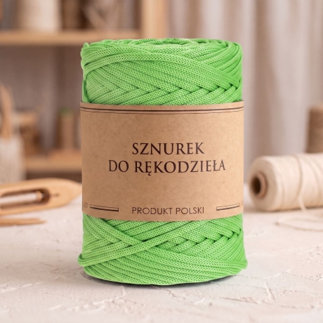 Przejdź do produktu Sznurek POLIESTROWY Płaski do rękodzieła makramy ZIELONY 5mm 100m