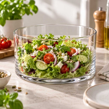 Przejdź do produktu Szklana salaterka "GYROS" ⌀ 24 cm na sałatki owoce | KROSNO (5379) | 1 szt