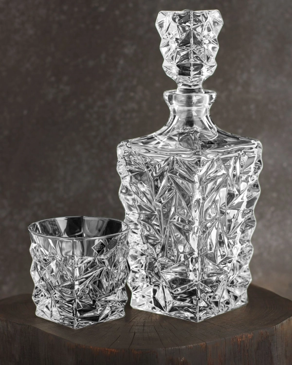 Ekskluzywny kryształowy zestaw do whisky Bohemia Glacier 6+1
