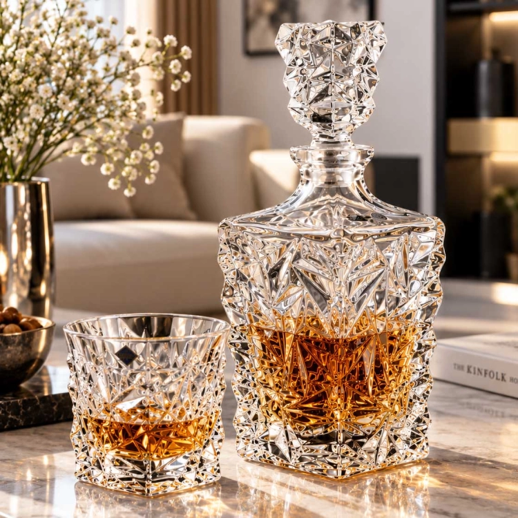 Ekskluzywny kryształowy zestaw do whisky Bohemia Glacier 6+1
