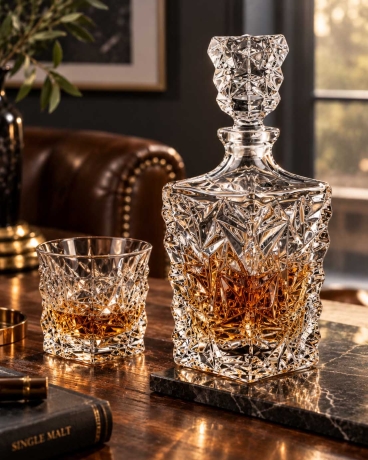 Przejdź do produktu Ekskluzywny kryształowy zestaw do whisky Bohemia GLACIER 6+1 w skrzynce z GRAWEREM