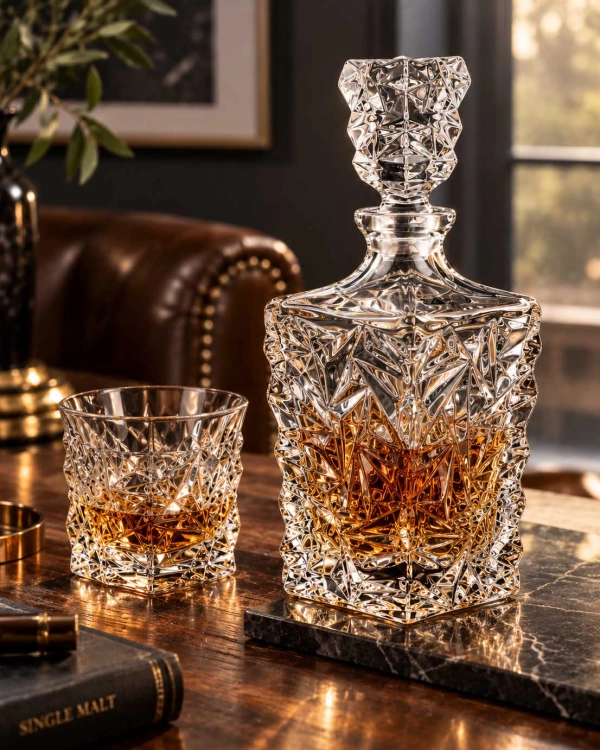 Ekskluzywny kryształowy zestaw do whisky Bohemia GLACIER 6+1 w skrzynce z GRAWEREM