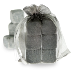 WHISKY STONES - kamienie do drinków 6 sztuk - ciemno szare z NATURALNEGO GRANITU *