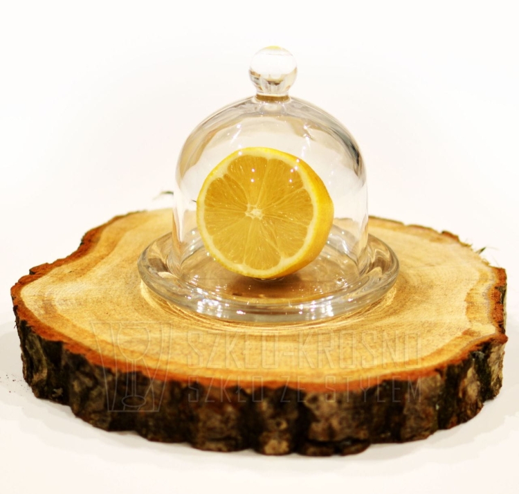 Szklany pojemnik z kloszem na cytrynę, pomidora