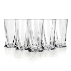 Ekskluzywne KRYSZTAŁOWE Szklanki Bohemia Quadro LONG 350 ml