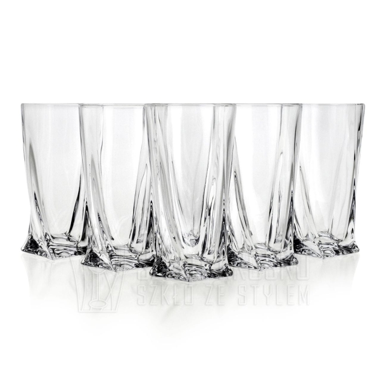Ekskluzywne KRYSZTAŁOWE Szklanki Bohemia Quadro LONG 350 ml