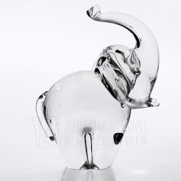 Figurka szklana - słoń z uniesioną trąbą 17cm