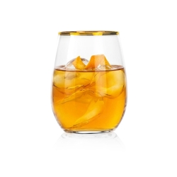 PASABAHCE Golden Touch Amber szklanki 350 ml złoty pasek