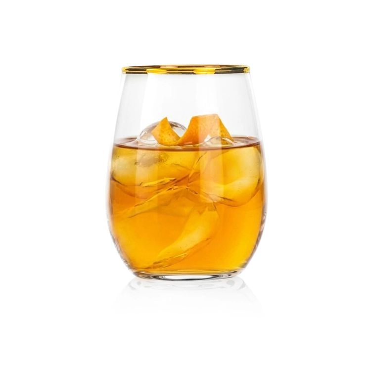 PASABAHCE Golden Touch Amber szklanki 350 ml złoty pasek