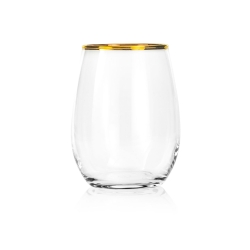 PASABAHCE Golden Touch Amber szklanki 350 ml złoty pasek