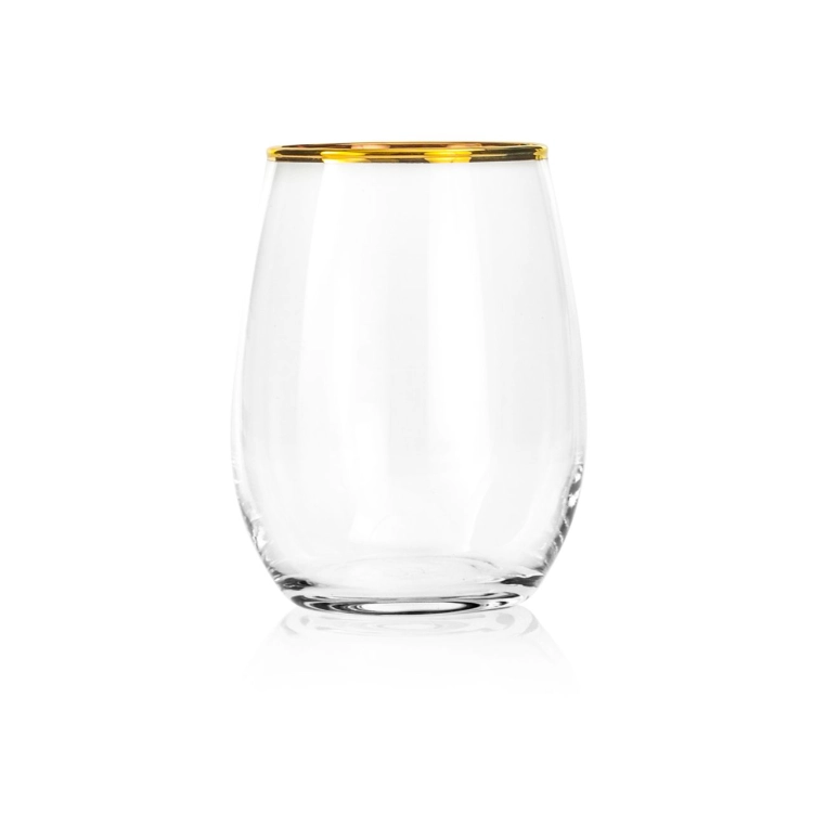 PASABAHCE Golden Touch Amber szklanki 350 ml złoty pasek
