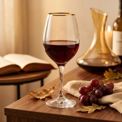 PASABAHCE Golden Touch Amber kieliszki do wina 460 ml złoty pasek