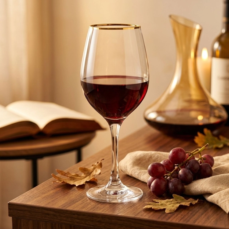 PASABAHCE Golden Touch Amber kieliszki do wina 460 ml złoty pasek