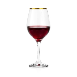 PASABAHCE Golden Touch Amber kieliszki do wina 460 ml złoty pasek