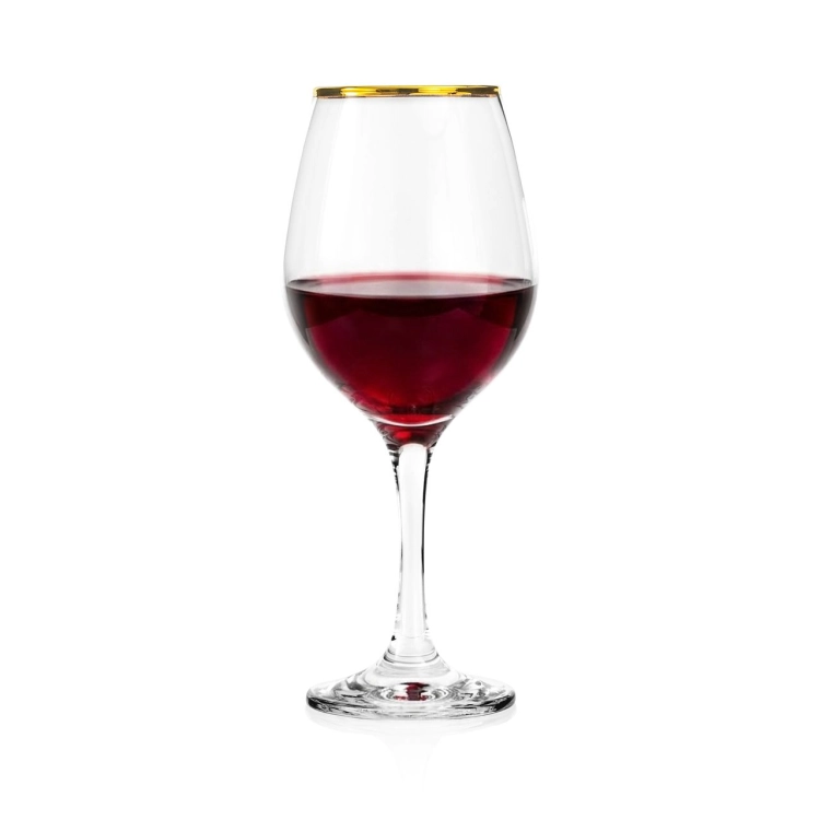 PASABAHCE Golden Touch Amber kieliszki do wina 460 ml złoty pasek