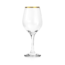 Komplet kieliszków i szklanek ze złotym paskiem / rantem PASABAHCE Golden Touch Amber 12 el.