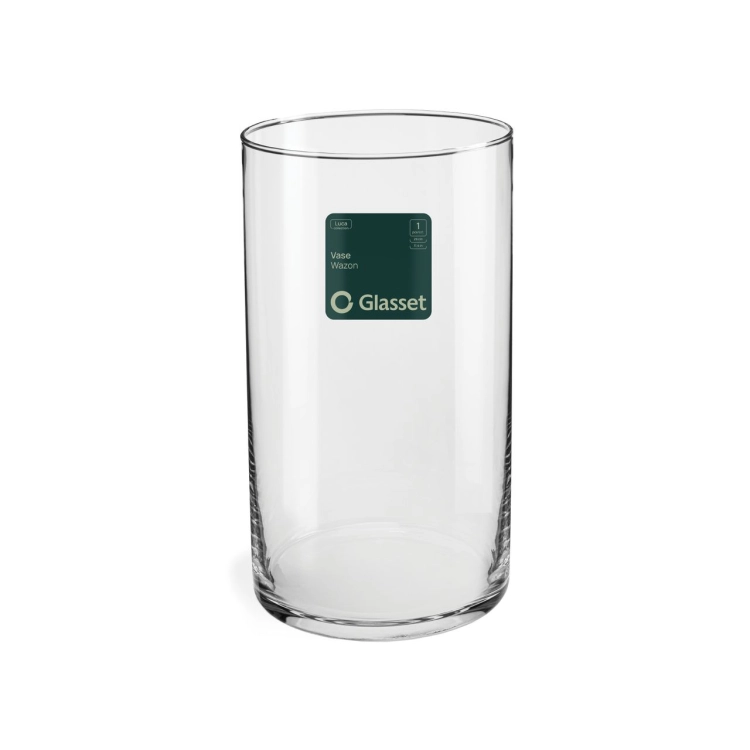 Bezbarwny klasyczny szklany wazon cylinder/tuba na kwiaty ozdoby TG / Glasset LUCA 29 x 15,8 cm
