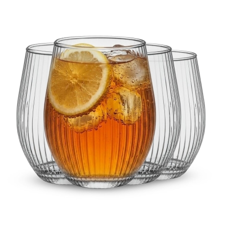 Przejdź do produktu Szklanki do wina napojów beczułkowate ryflowane / karbowane z OPTYKIEM TG / Glasset LYRA 620 ml | 4 szt