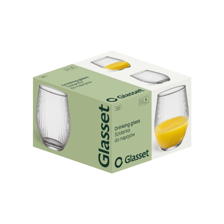 Szklanki do wina napojów beczułkowate ryflowane / karbowane z OPTYKIEM TG / Glasset LYRA 620 ml | 4 szt