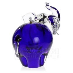 Duża szklana rzeźba ŚWIECZNIK - Słoń z uniesioną trąbą