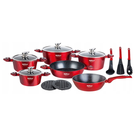 Przejdź do produktu Zestaw garnków Hoffner 15 el HF-1663 Czerwony