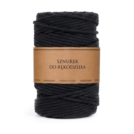Przejdź do produktu Sztywny sznurek do szycia z rdzeniem Czarny 5mm 100m Bawełna