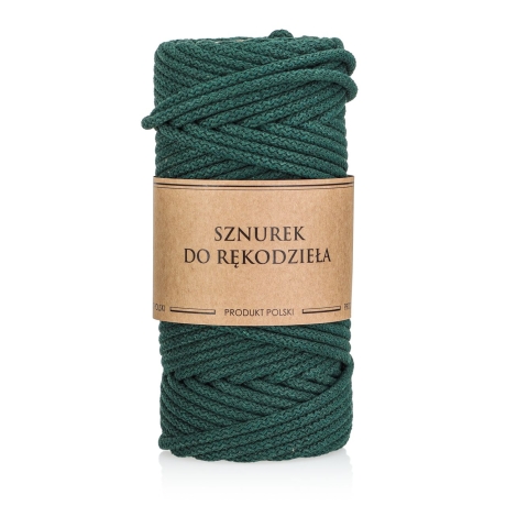 Przejdź do produktu Sztywny sznurek do szycia z rdzeniem Butelkowa zieleń 5mm 50m Bawełna